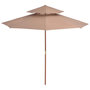 Voir la diapositive 2 : VIDAXL Parasol a deux etages avec mat en bois 270 cm taupe
