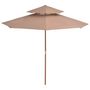 Voir la diapositive 2 : VIDAXL Parasol a deux etages avec mat en bois 270 cm taupe