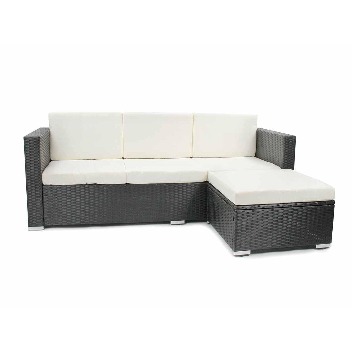 JARDIDECO Salon de jardin en résine tressée Camiri 4 places Noir - Jardideco