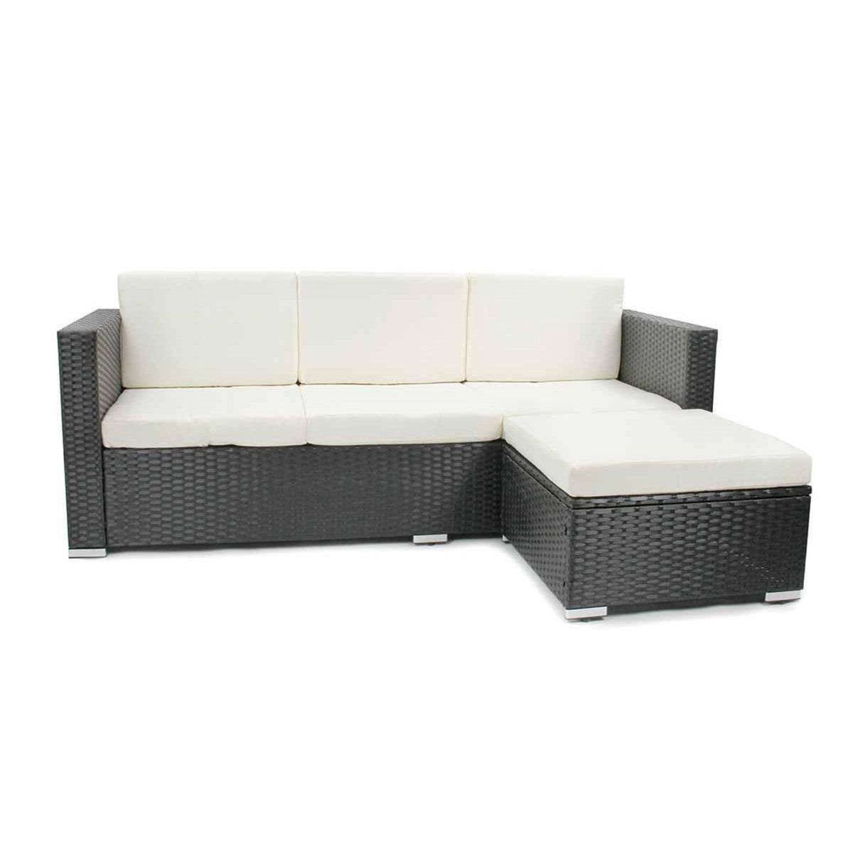 JARDIDECO Salon de jardin en résine tressée Camiri 4 places Noir - Jardideco