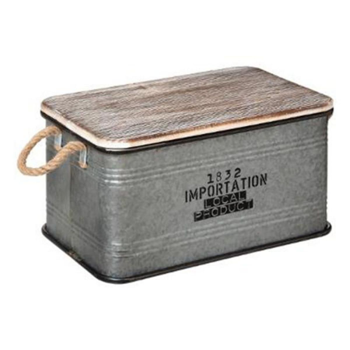 ATMOSPHERA Lot de 3 Malles Déco Vintage  Zinc  60cm Gris