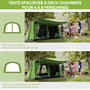Voir la diapositive 4 : OUTSUNNY Tente de camping familiale avec porche 4 à 8 personnes sac de transport inclus vert