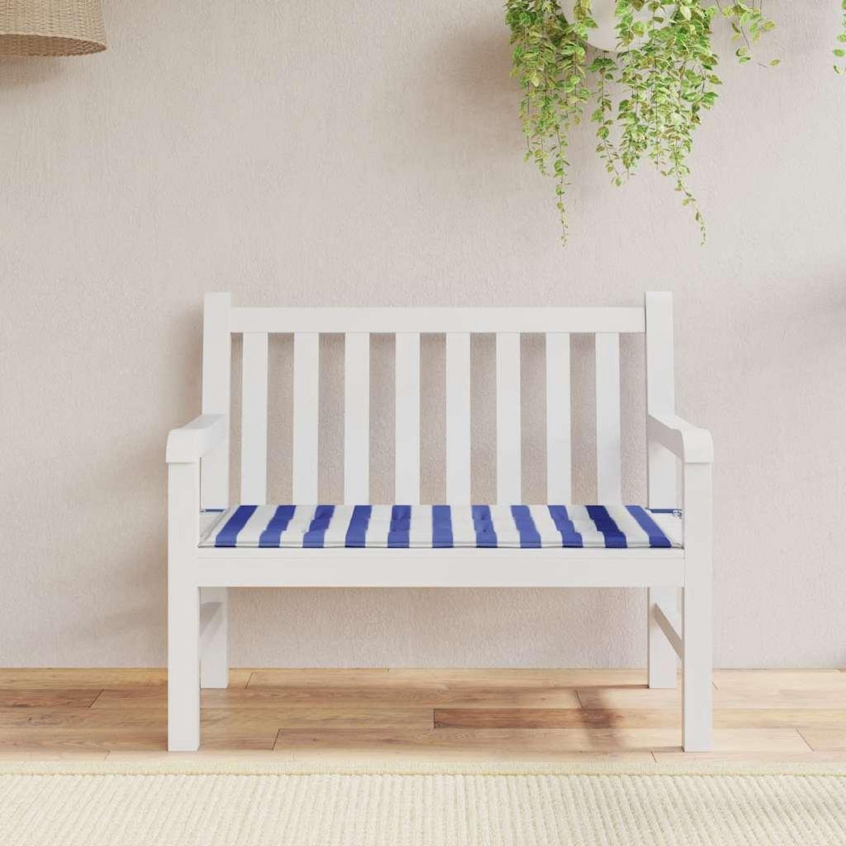 VIDAXL Coussin de banc de jardin rayures bleues et blanches 120x50x3cm