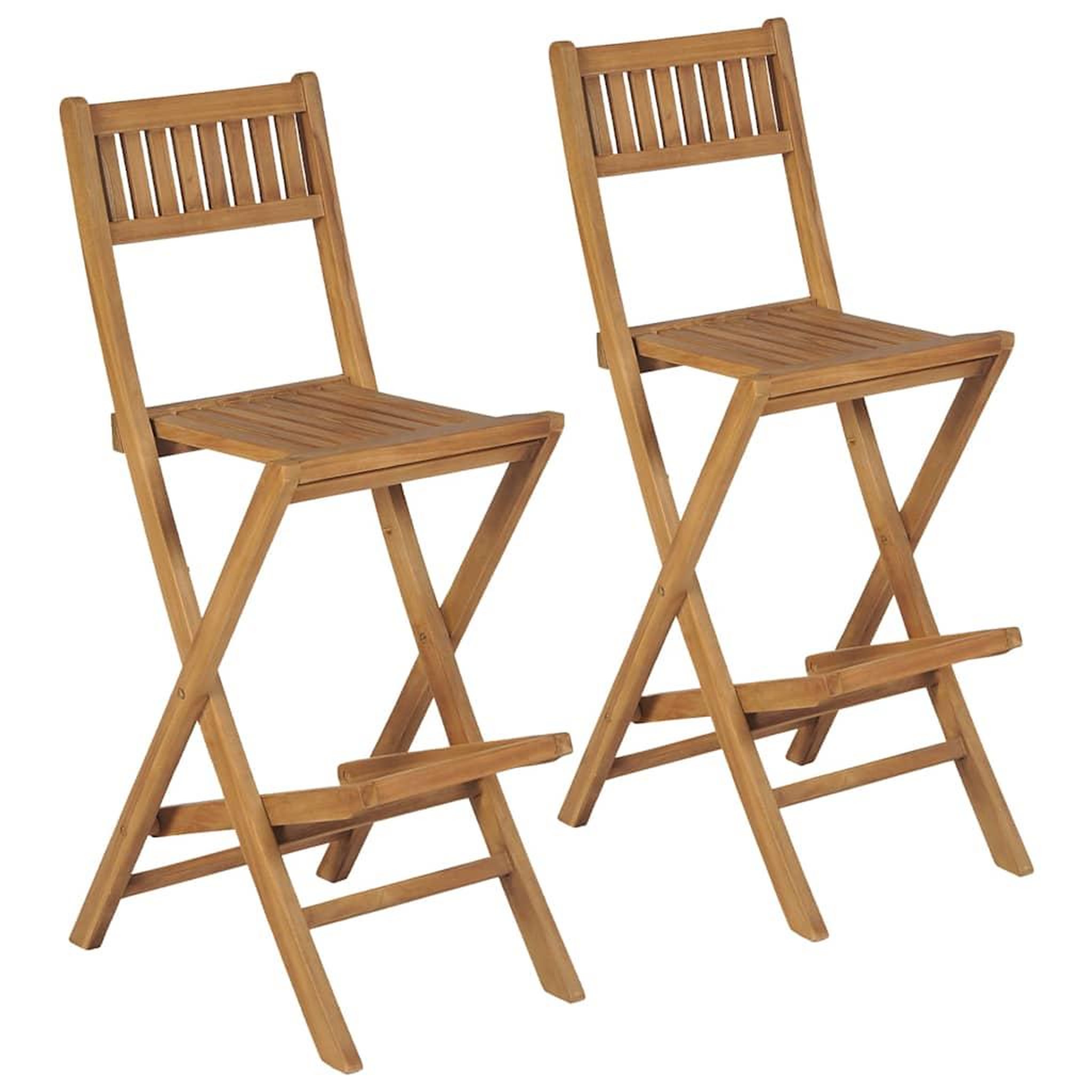 VIDAXL Tabourets pliables de bar d'exterieur lot de 2 bois teck solide