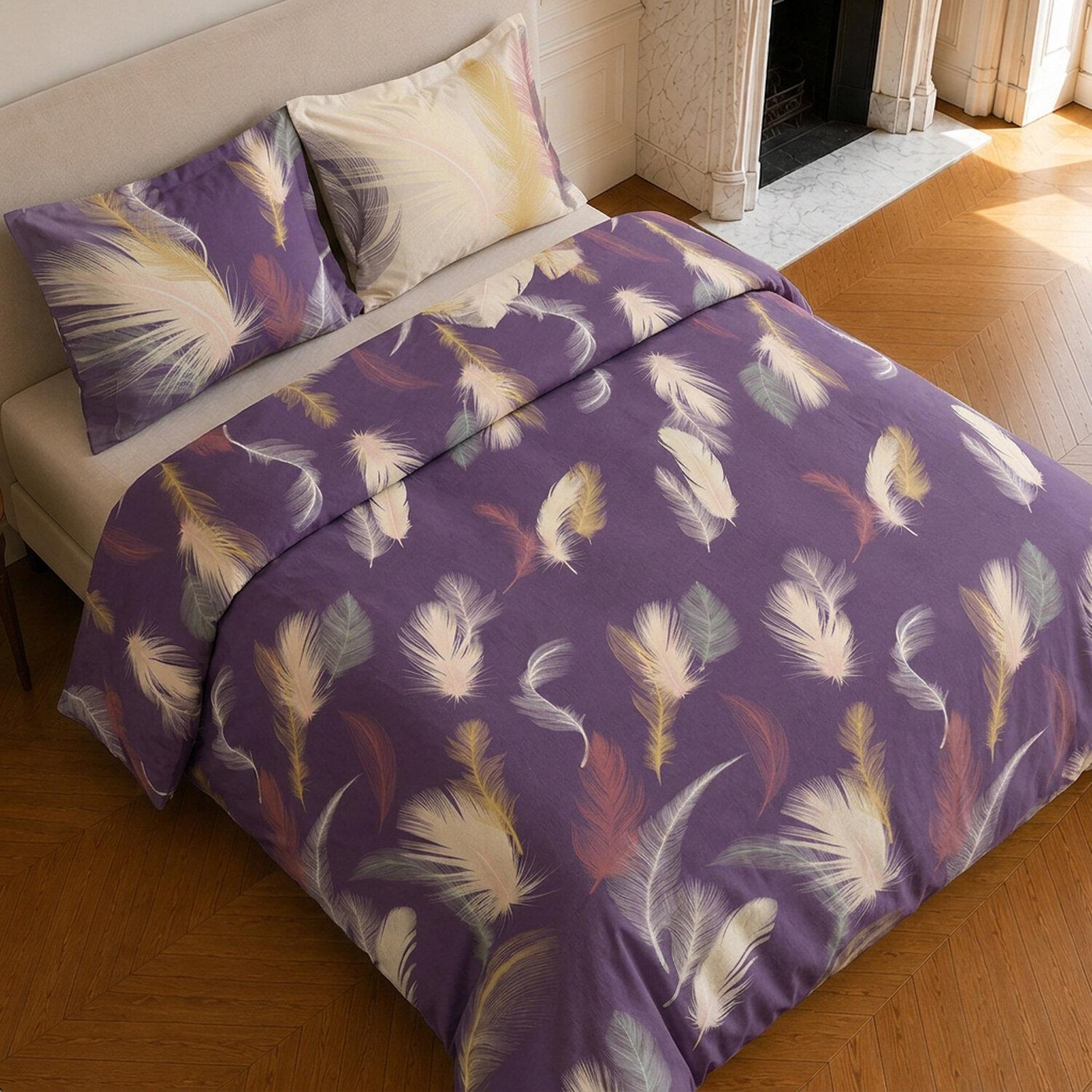 Voir la diapositive 4 : Home collection Parure housse de couette imprimée 100% coton 57 fils - winter
