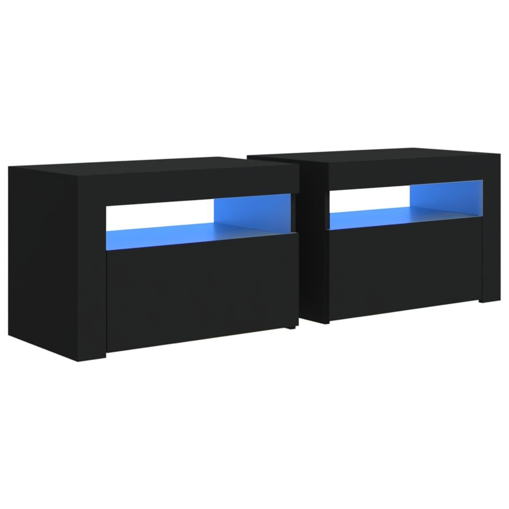 Voir la diapositive 2 : VIDAXL Tables de chevet 2 pcs avec LED Noir 60x35x40 cm