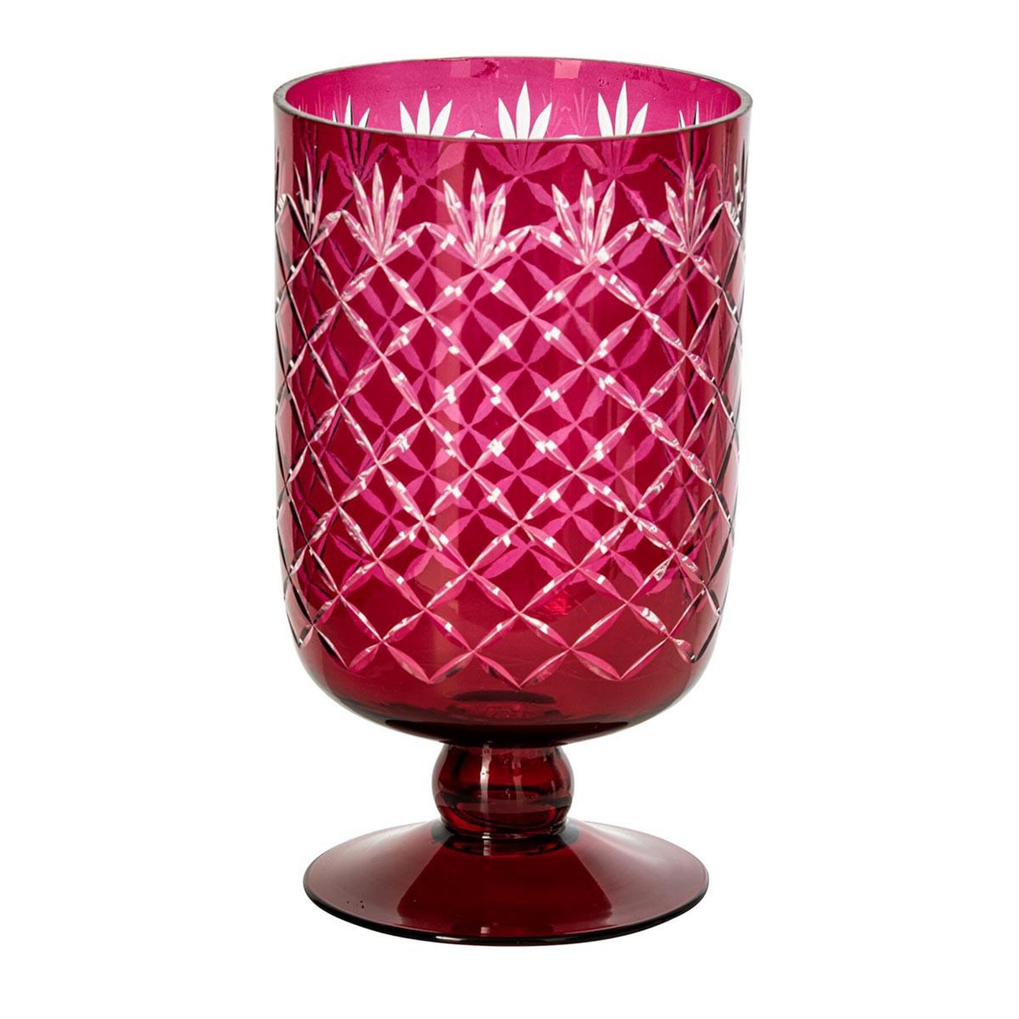J-LINE Photophore sur pied en verre  vera  26cm rose