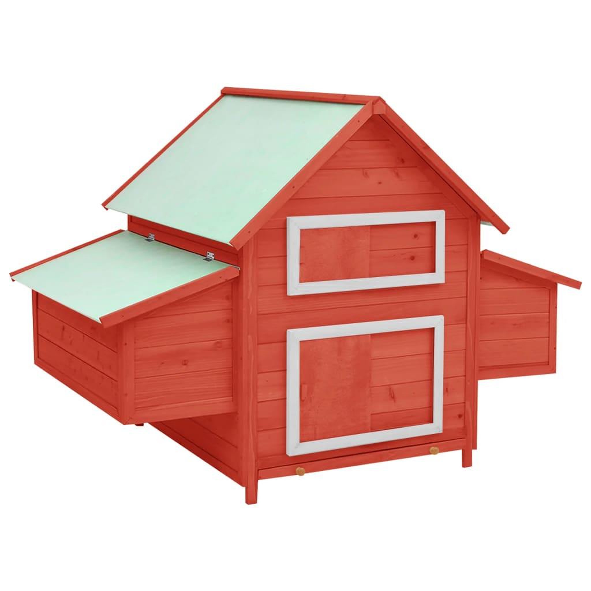 Voir la diapositive 1 : VIDAXL Poulailler Rouge et blanc 152x96x110 cm Bois de sapin massif