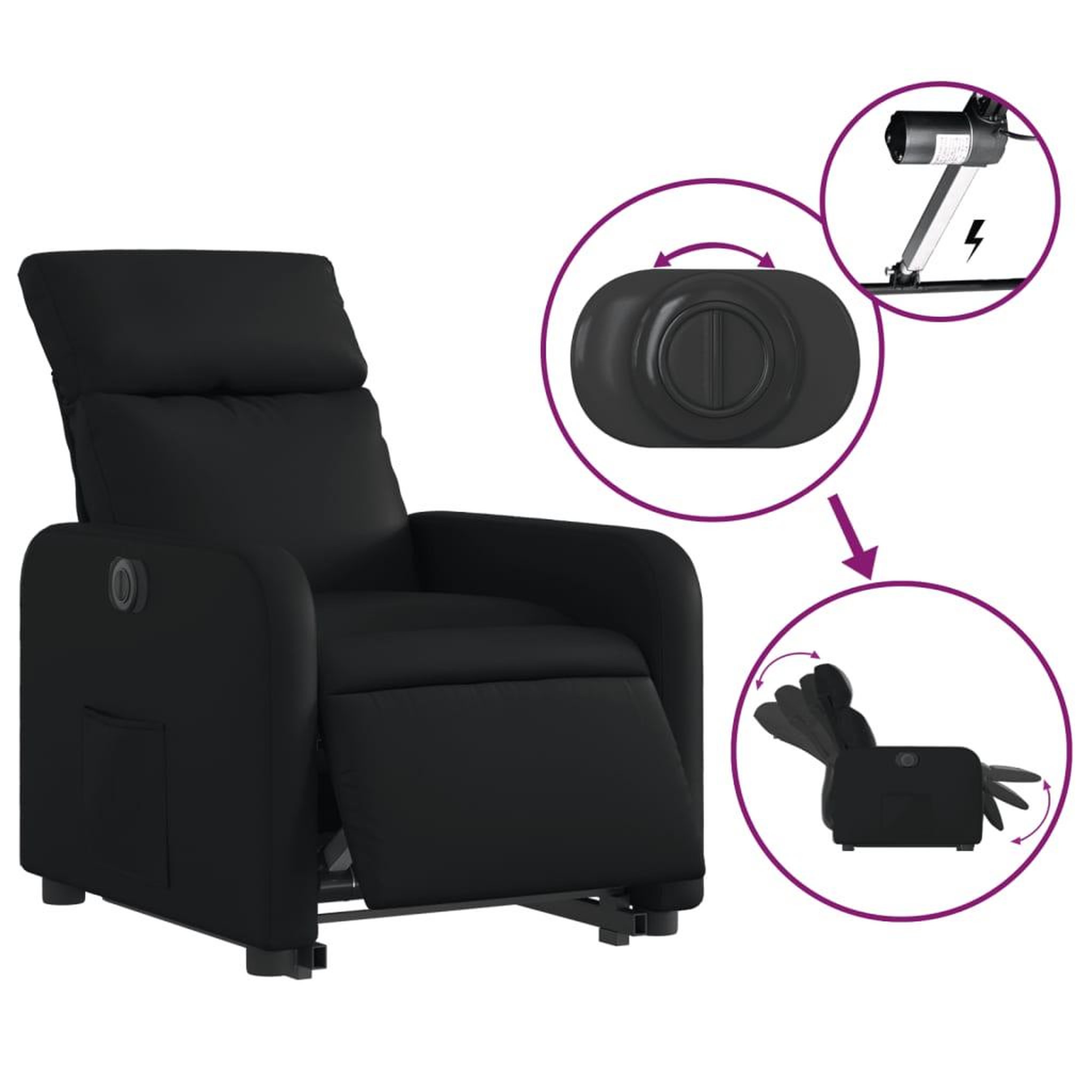 Voir la diapositive 5 : VIDAXL Fauteuil inclinable electrique noir similicuir