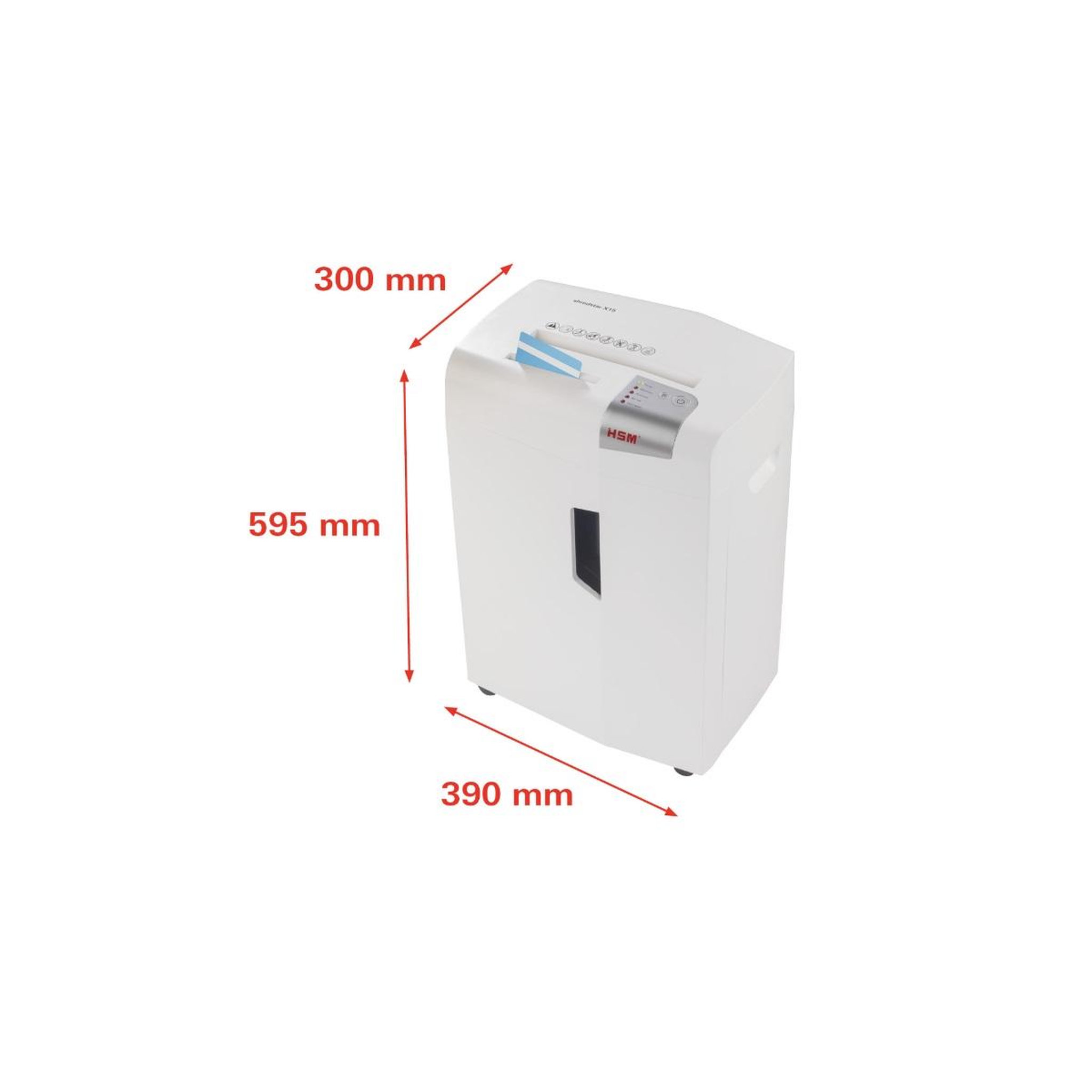 Voir la diapositive 2 : Hsm Destructeur de documents 15 feuilles coupes particules 4x37mm - 1030121