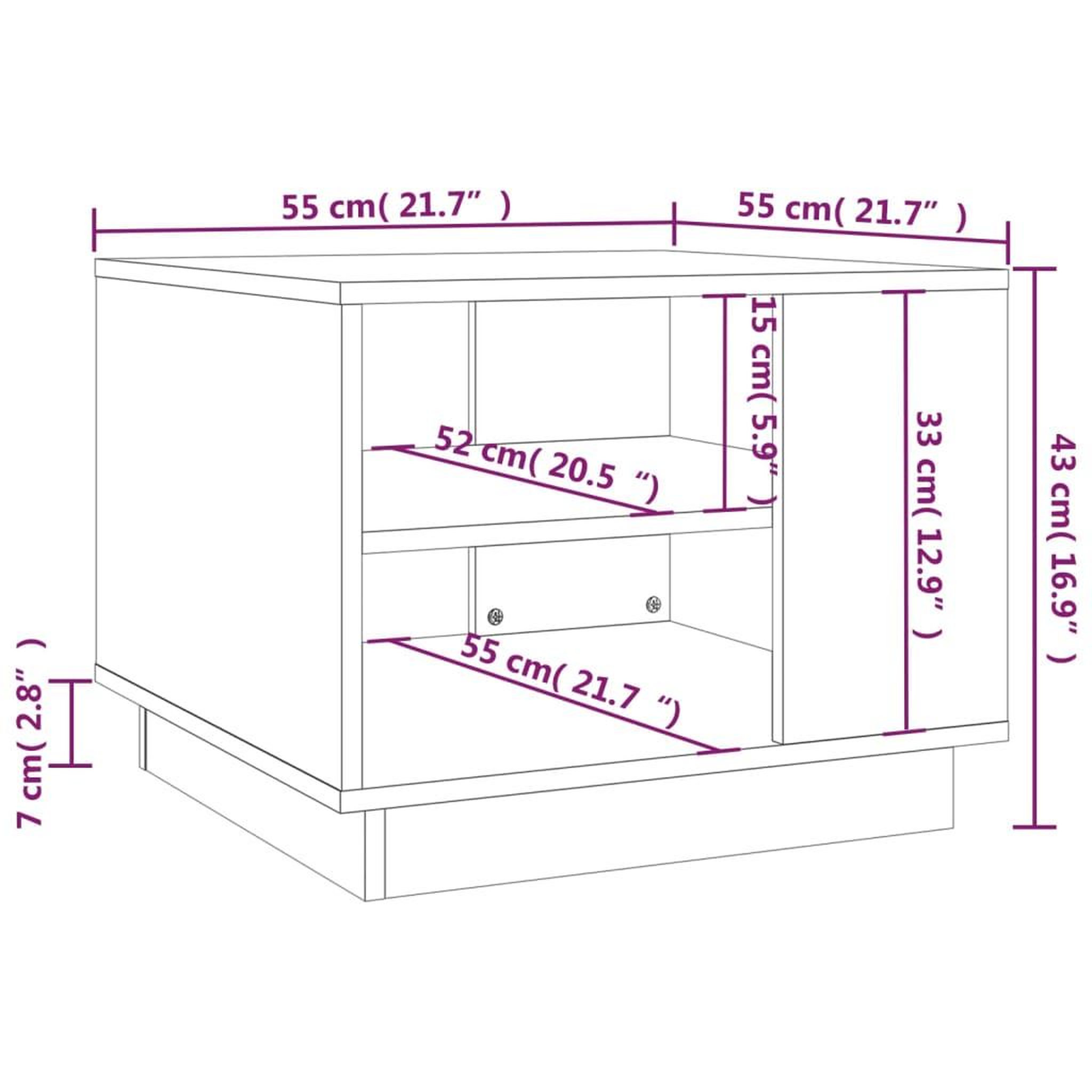Voir la diapositive 6 : VIDAXL Table basse blanc 55x55x43 cm bois d'ingenierie