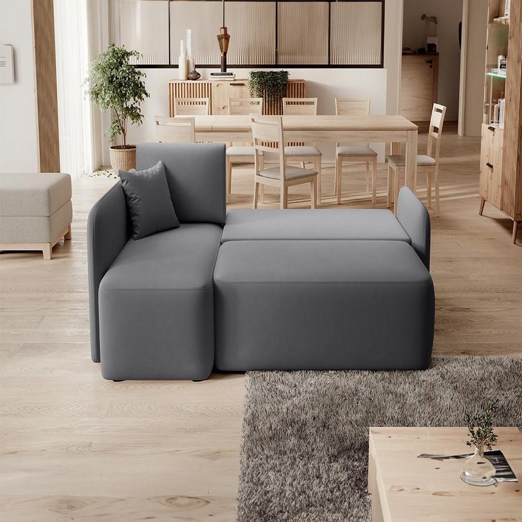 Voir la diapositive 3 : BEST MOBILIER Suzie - canapé d'angle gauche 4 places convertible avec coffre en velours