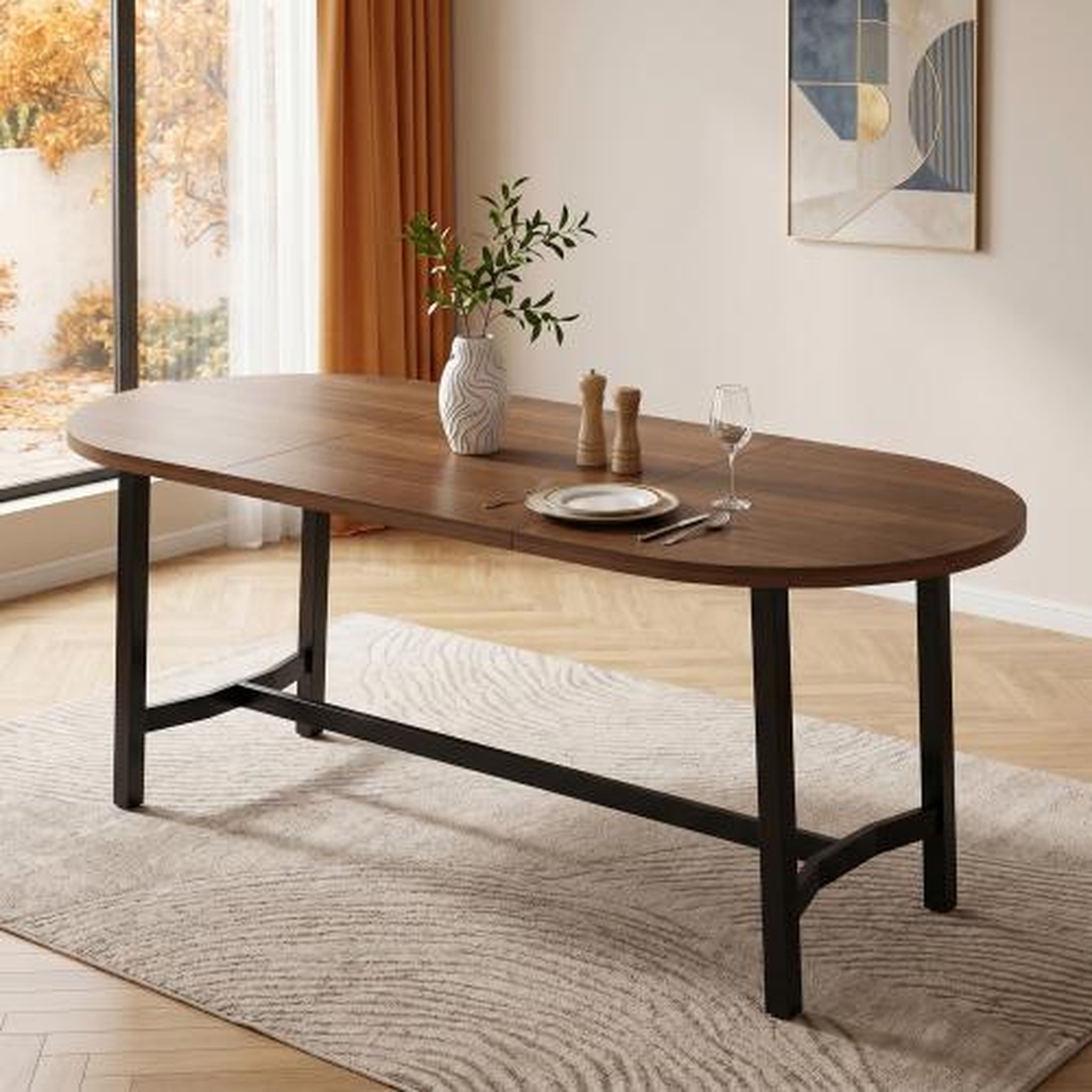 Voir la diapositive 2 : MERAX Table à manger 180x80 cm pour 6-8 personnes avec pieds en métal