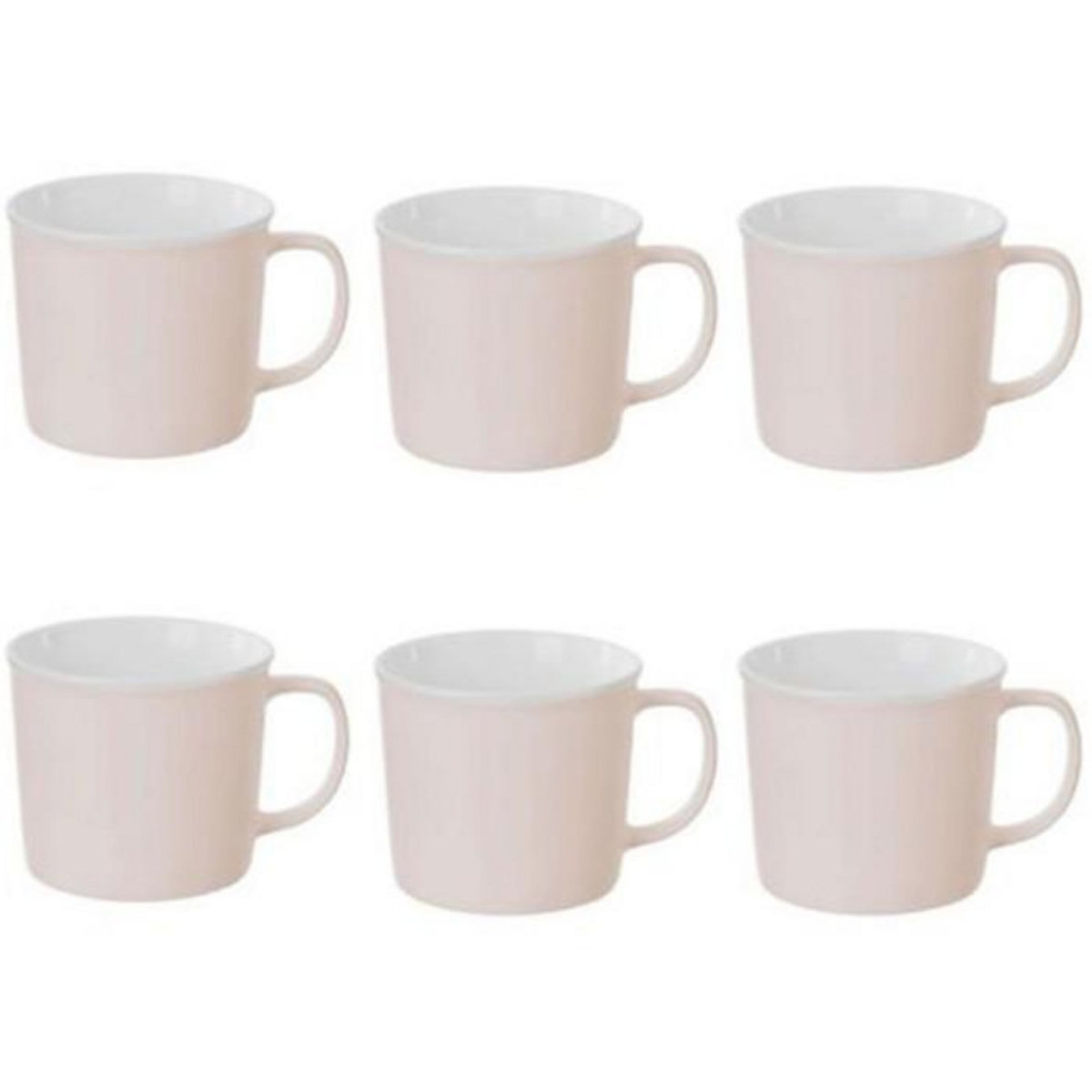 SECRET DE GOURMET Lot de 6 Mugs en Porcelaine  Nature  38cl Rose