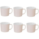 SECRET DE GOURMET Lot de 6 Mugs en Porcelaine  Nature  38cl Rose