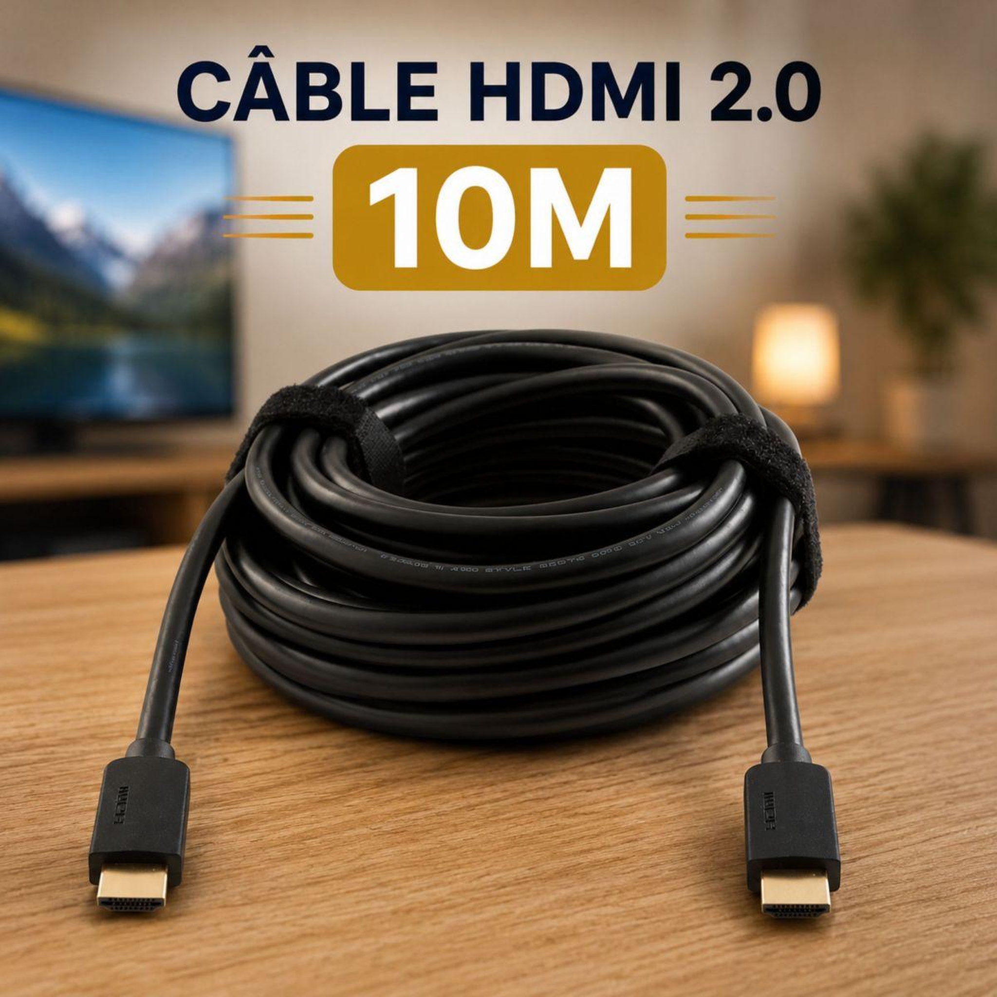 Voir la diapositive 3 : ESSENTIEL B Câble HDMI 2.0/18Gbps 10M Noir