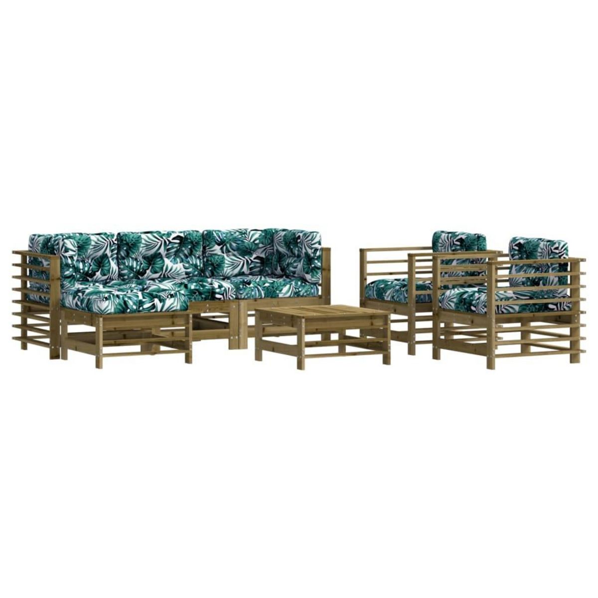 VIDAXL Salon de jardin 7 pcs avec coussins bois de pin impregne
