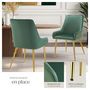 Voir la diapositive 4 : tectake Chaise rembourrée en velours rembourré vert Lot de 2
