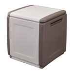 INTEC Coffre de rangement 130L Beige/Taupe 54 x 53 x H57cm Poignées de transport polypropylène INTEC