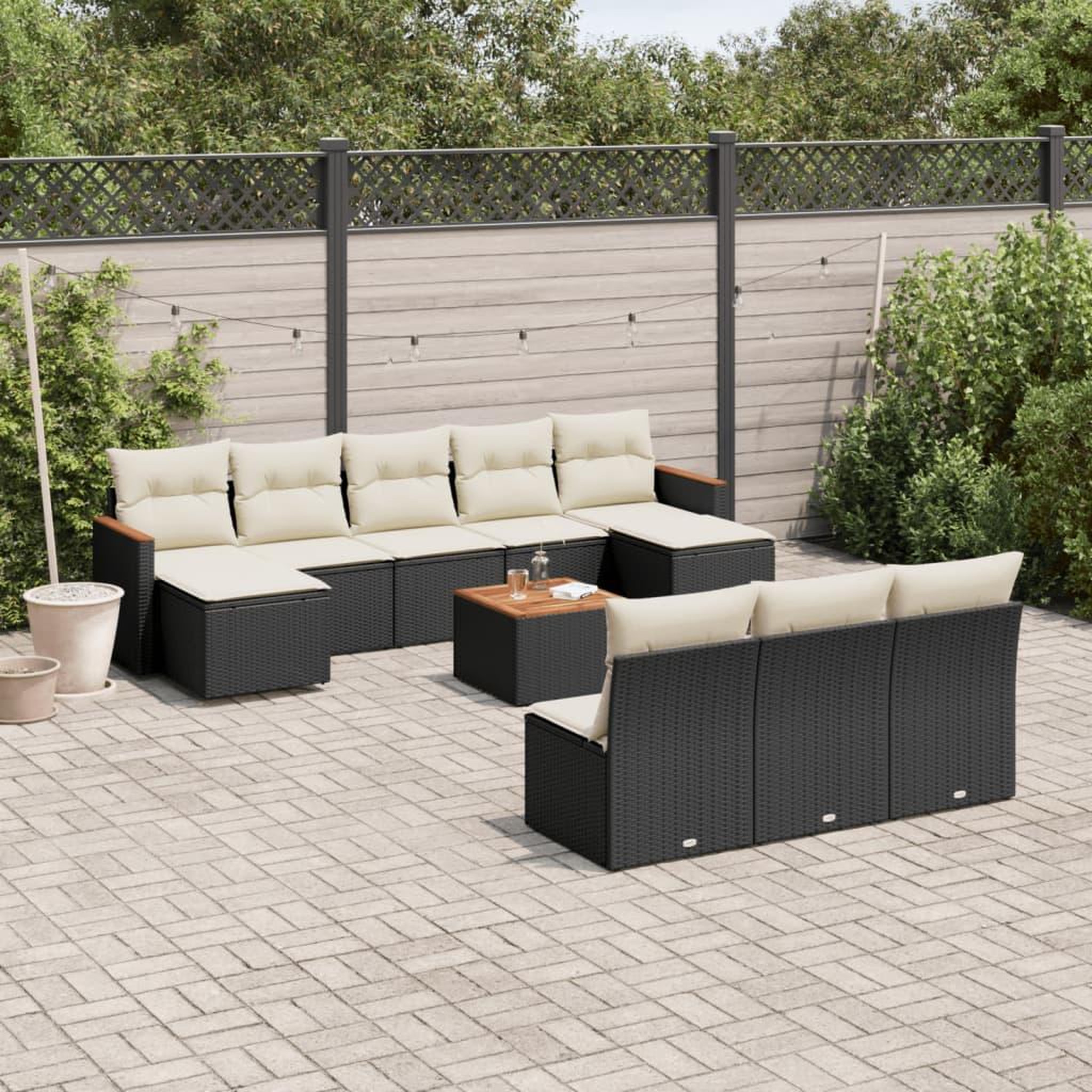 VIDAXL Salon de jardin 11 pcs avec coussins noir resine tressee