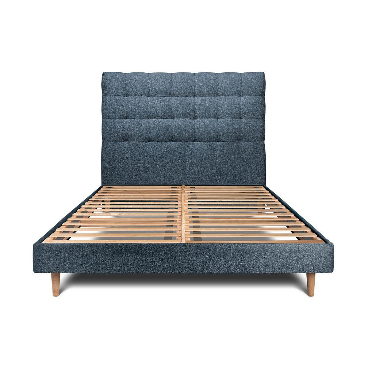 Sommeil de Plomb Lit avec tête de lit capitonnée bouclette et sommier kit - Hauteur totale : 29cm