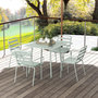 Voir la diapositive 4 : OUTSUNNY Salon de jardin 4 places 5 pièces - table à manger 4 chaises empilables - acier thermolaqué vert de gris