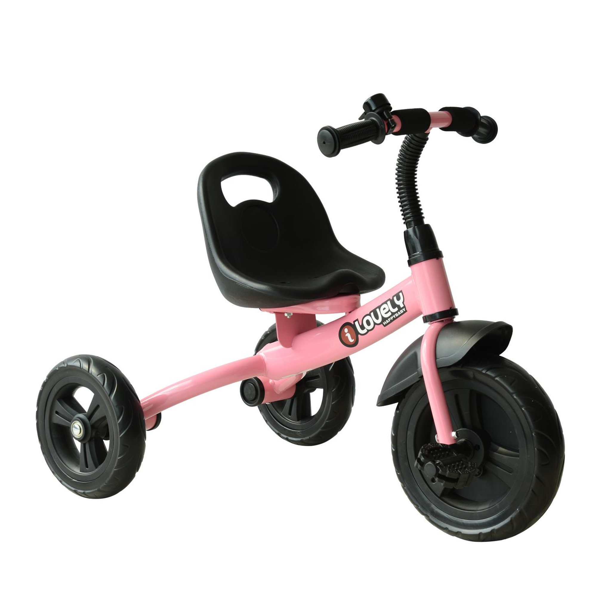 Voir la diapositive 1 : HOMCOM Tricycle enfants multi-équipé garde-boue sonnette pédales antidérapantes siège réglable 2 positions avec dossier