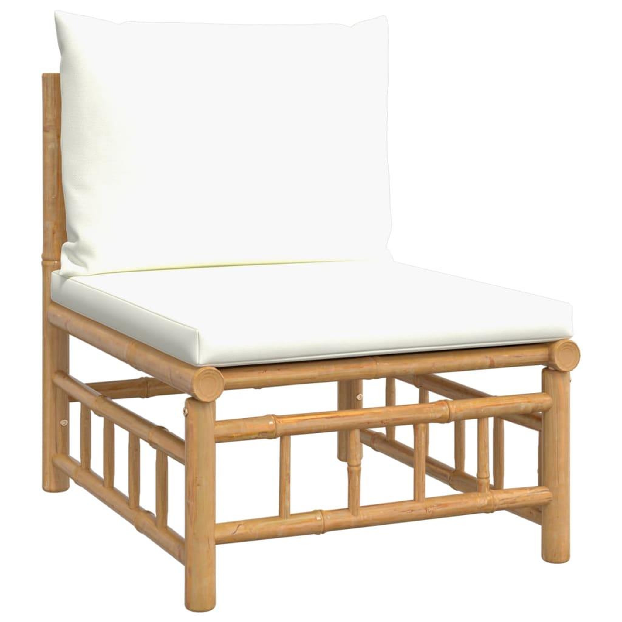 Voir la diapositive 2 : VIDAXL Canape central de jardin avec coussins blanc creme bambou