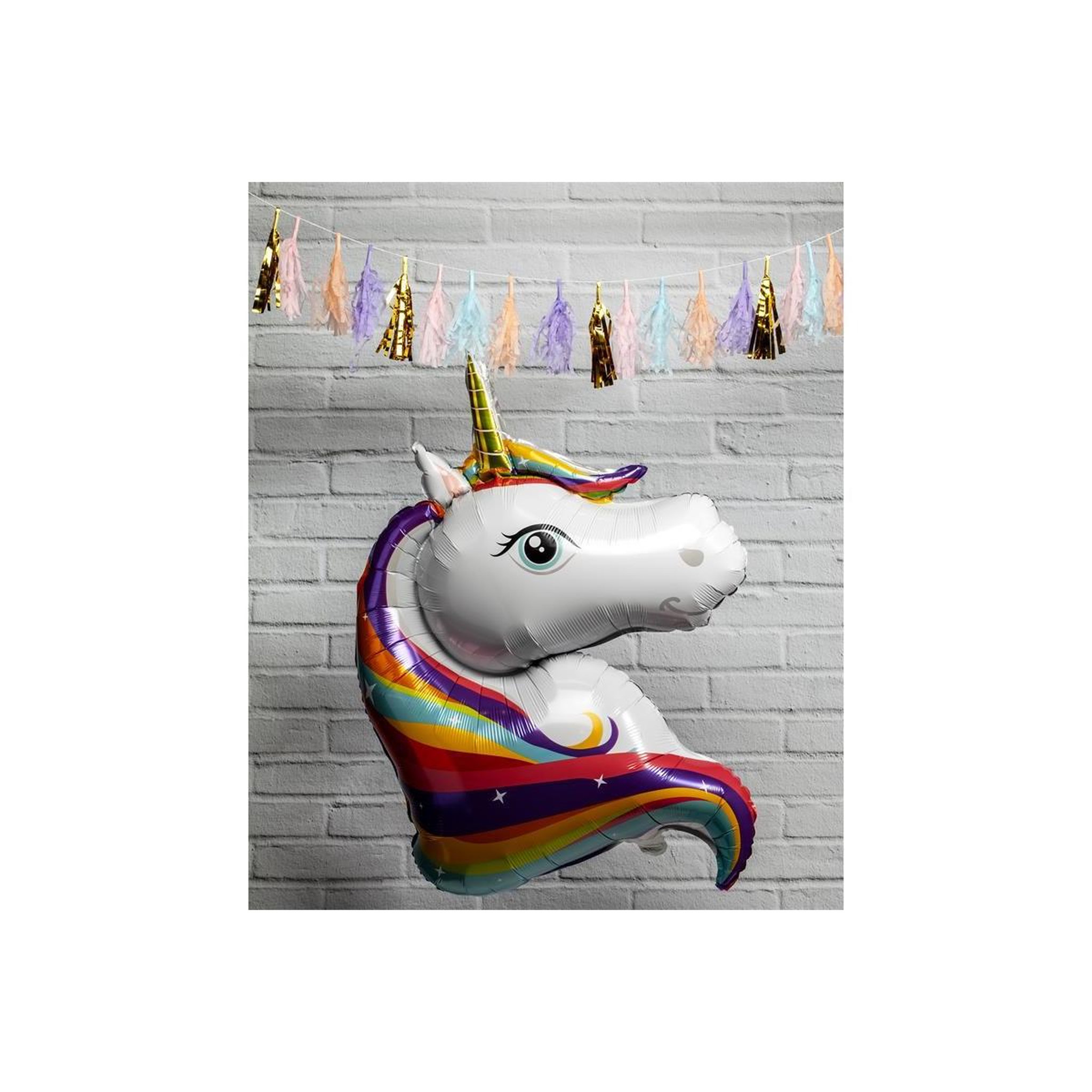 Voir la diapositive 2 : MISTER GADGET Ballon Gonflable Aluminium  Licorne  1m Blanc