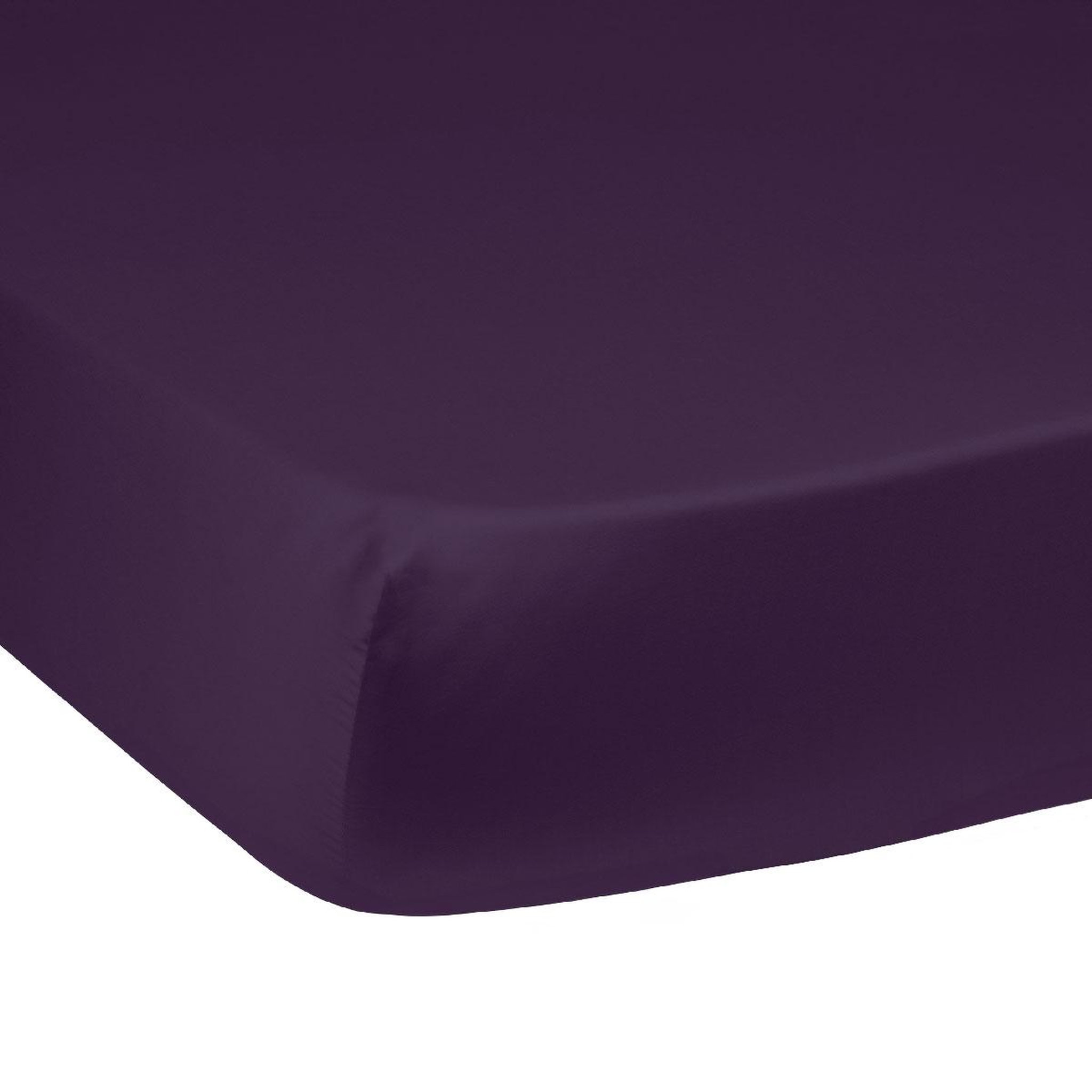 Voir la diapositive 1 : DODO Drap housse harmonie satin de coton coloris aubergine