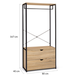 ID MARKET Dressing penderie 2 tiroirs L. 80 cm DETROIT design industriel