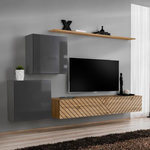 Paris Prix Ensemble Meuble TV  Switch Lamel V  250cm Naturel & Gris