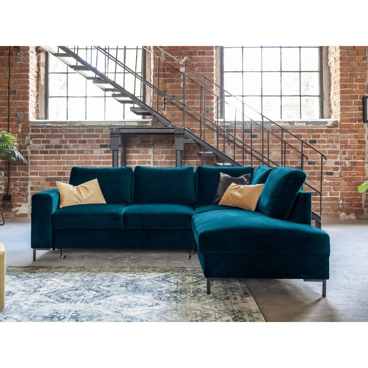 BEST MOBILIER Lilly - canapé d'angle droit - 5 places - convertible - en velours