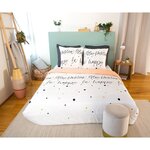 Home collection Parure housse de couette 100% microfibre 72gsm positive. Coloris disponibles : Noir