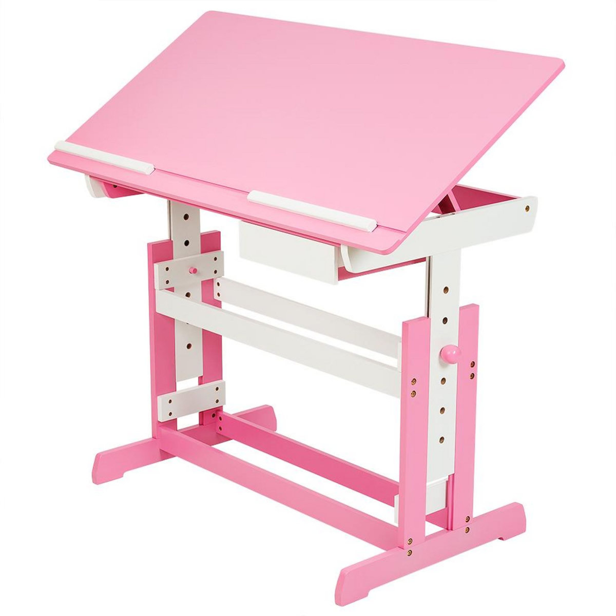 tectake Bureau réglable en hauteur et inclinable en bois rose vif