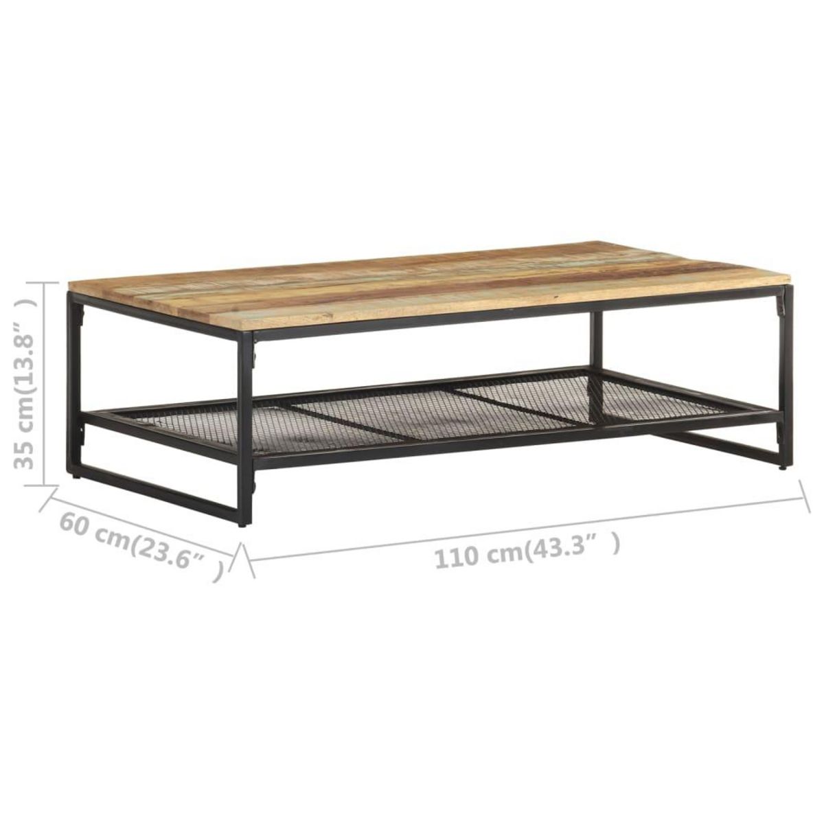 VIDAXL Table basse 110x60x35 cm Bois de recuperation massif