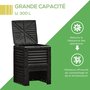 Voir la diapositive 5 : OUTSUNNY Composteur de jardin 300L - grande porte et couvercle - aération optimale - polypropylène noir