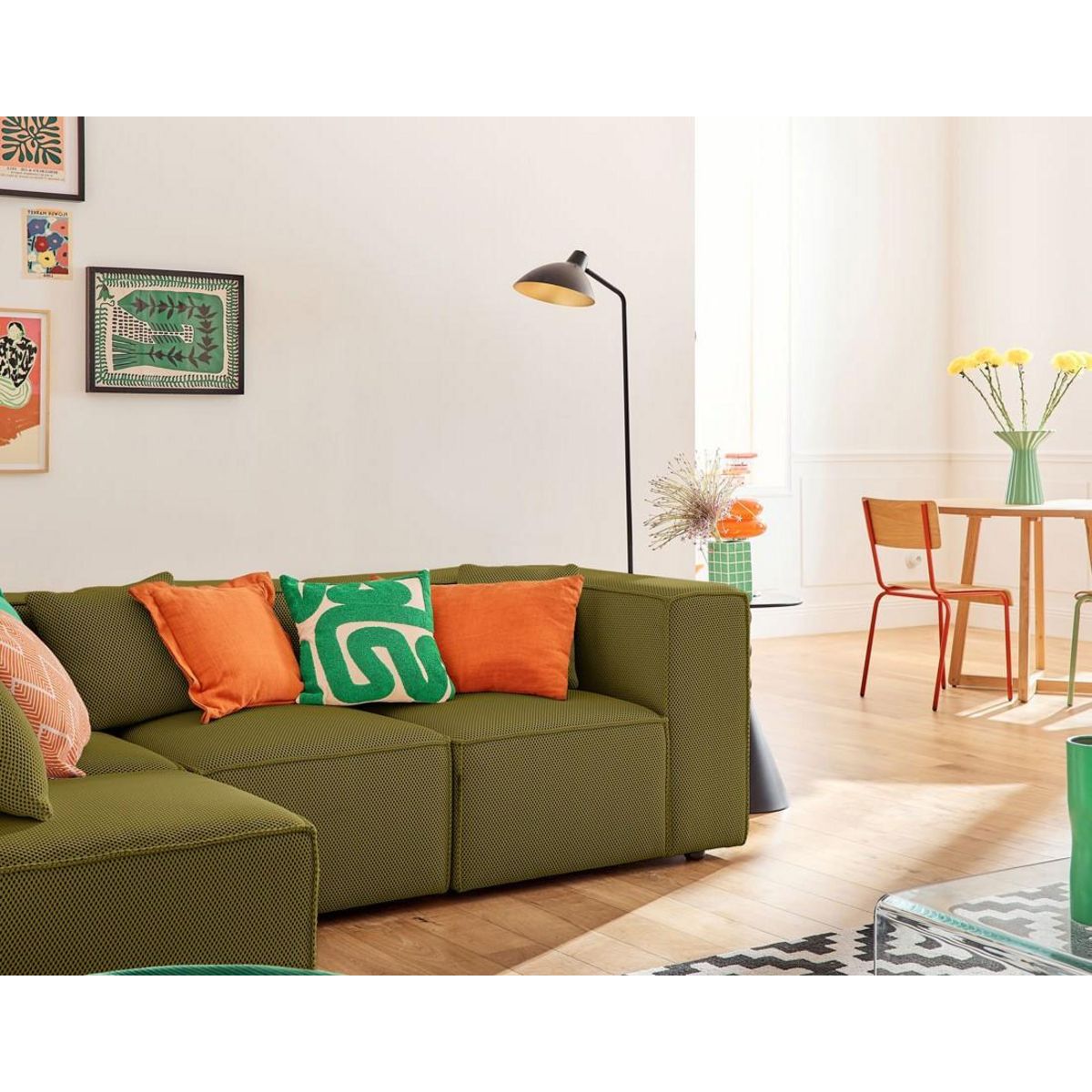 LISA DESIGN Arty - canapé modulable d'angle gauche 5 places - en tissu mailles 3d