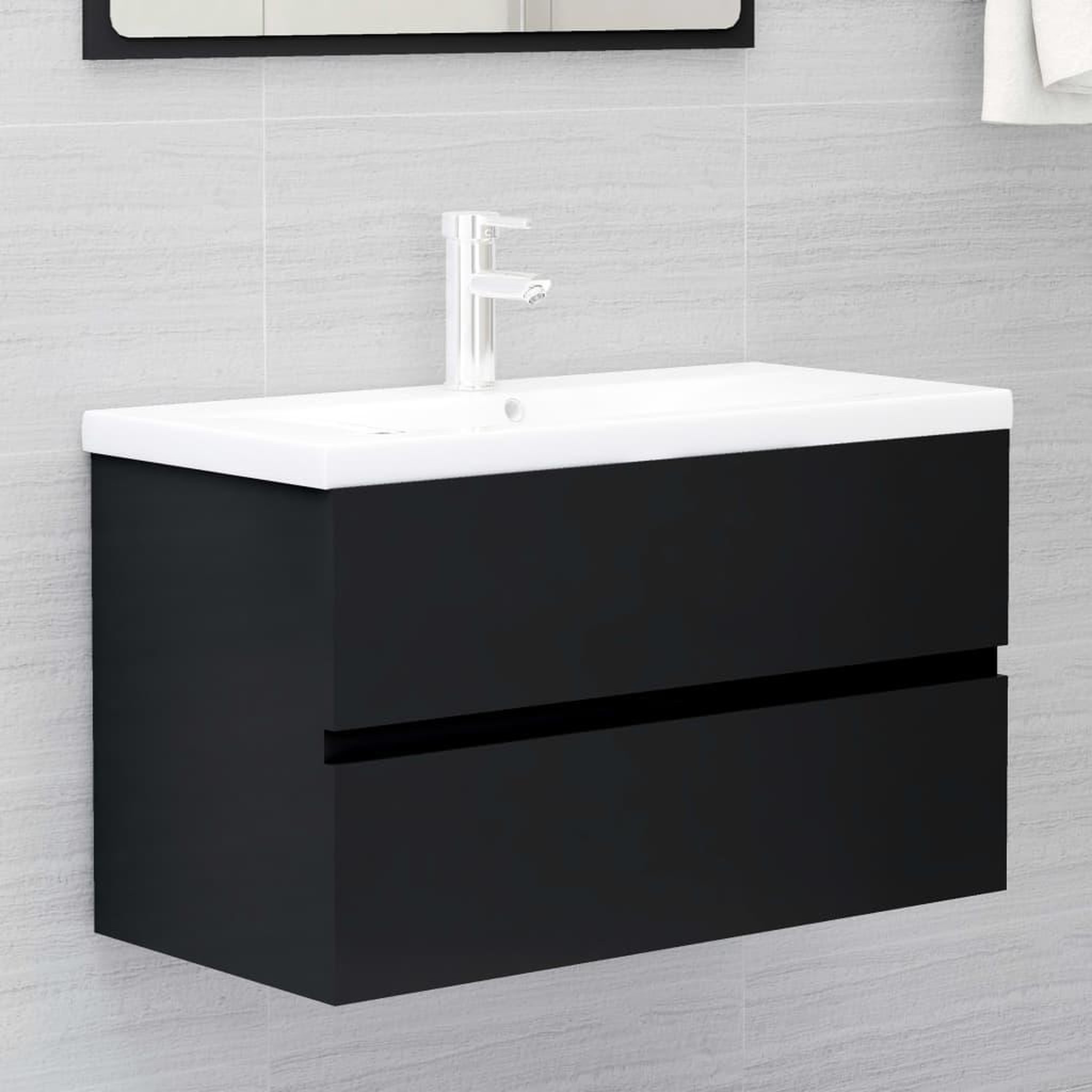 Voir la diapositive 1 : VIDAXL Armoire d'evier avec lavabo integre noir bois d'ingenierie