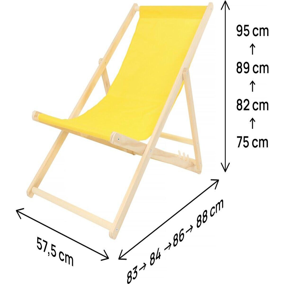 Habitat et Jardin Lot de 2 transats en bois  Chilienne  - 107 x 56.5 x 81 cm - Jaune