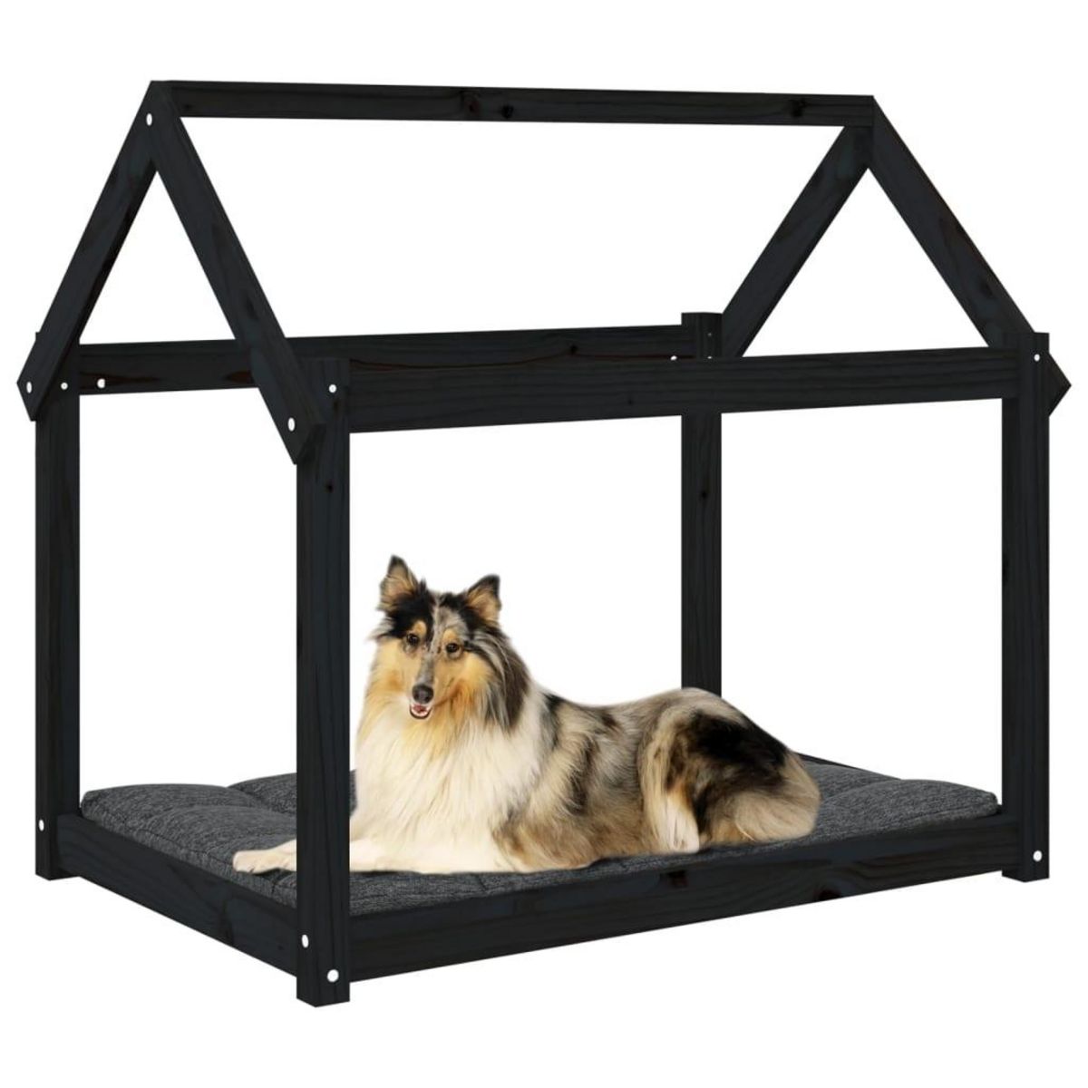 VIDAXL Lit pour chien Noir 101x70x90 cm Bois de pin solide