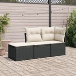 VIDAXL Salon de jardin 3 pcs avec coussins noir resine tressee