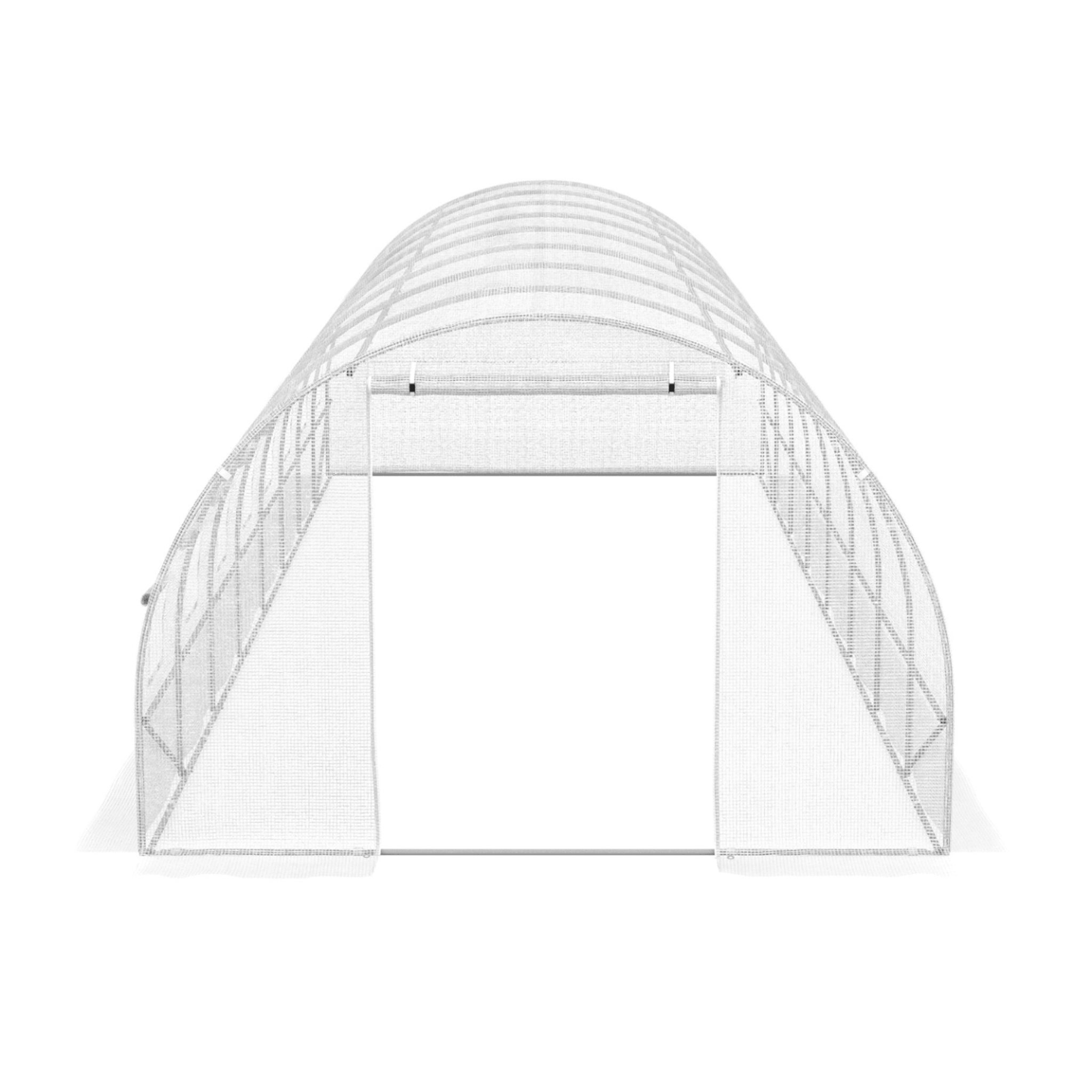 Voir la diapositive 4 : ID MARKET Bâche de rechange pour serre de jardin tunnel 24m² 8 x 3 x 2 m anti-uv avec porte et fenêtres des andes blanche