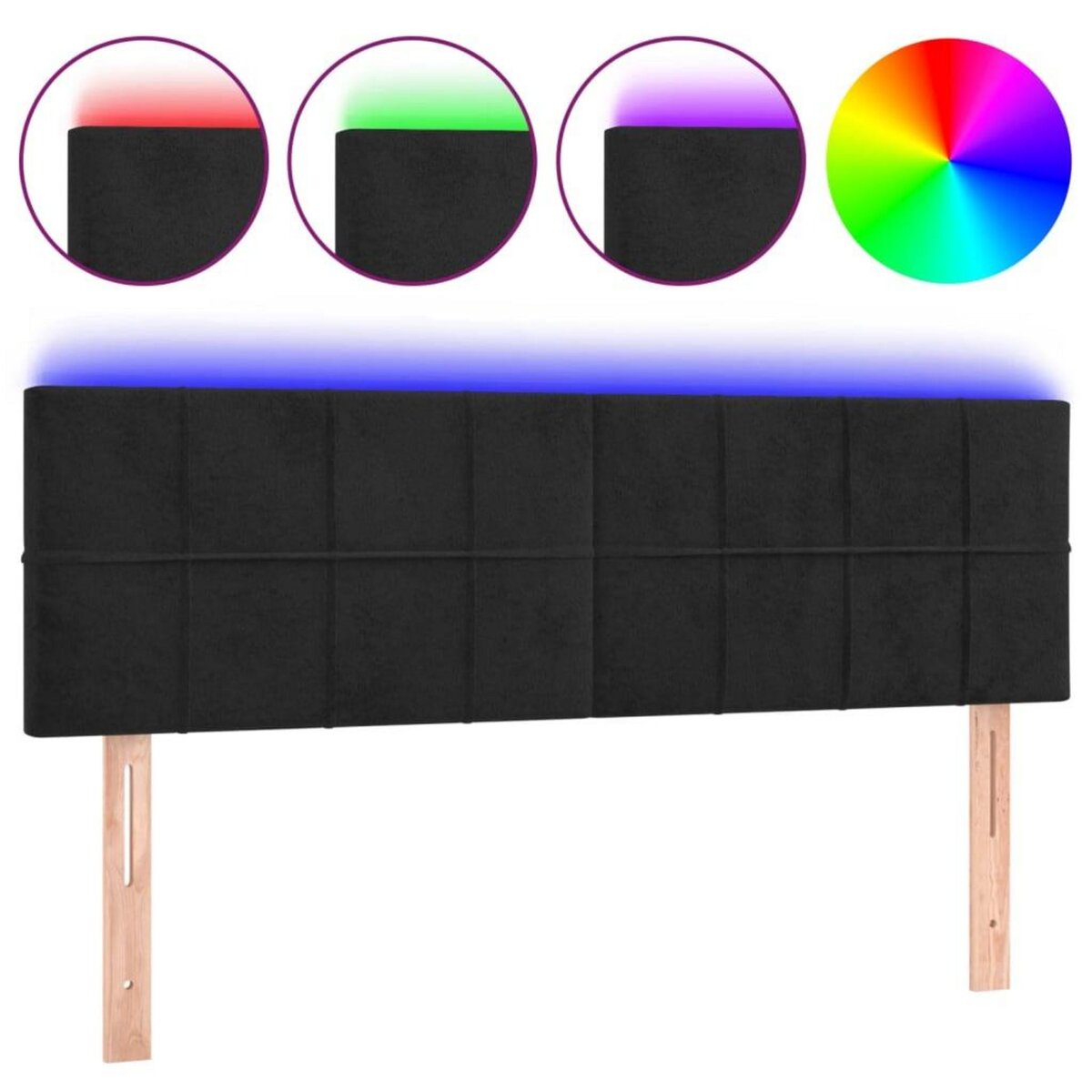 VIDAXL Tete de lit a LED Noir 144x5x78/88 cm Velours