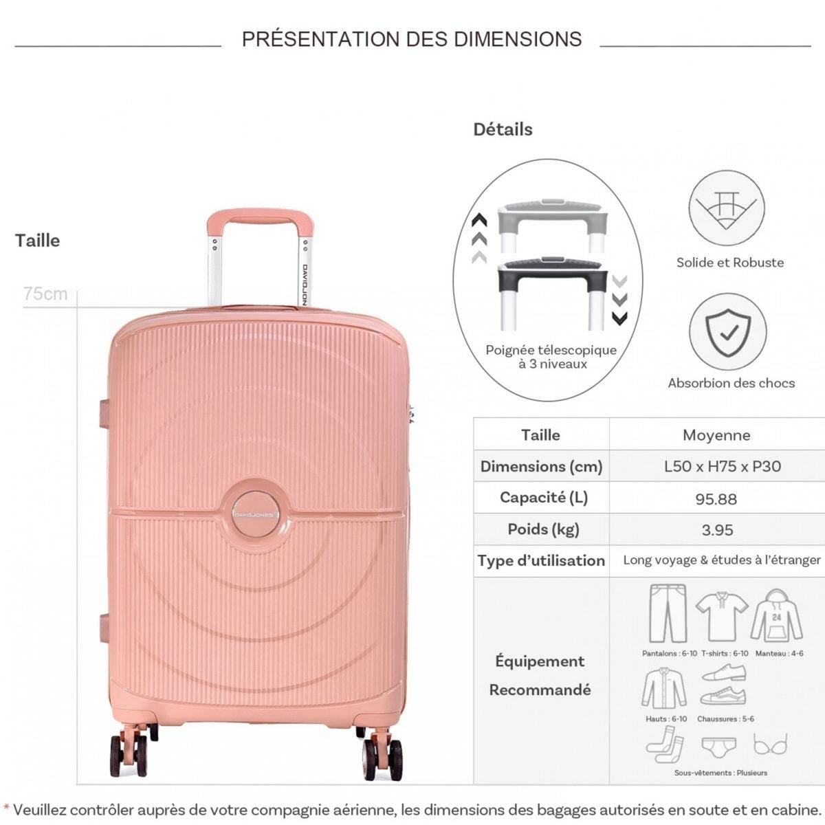 David Jones Valise rigide TSA 75cm