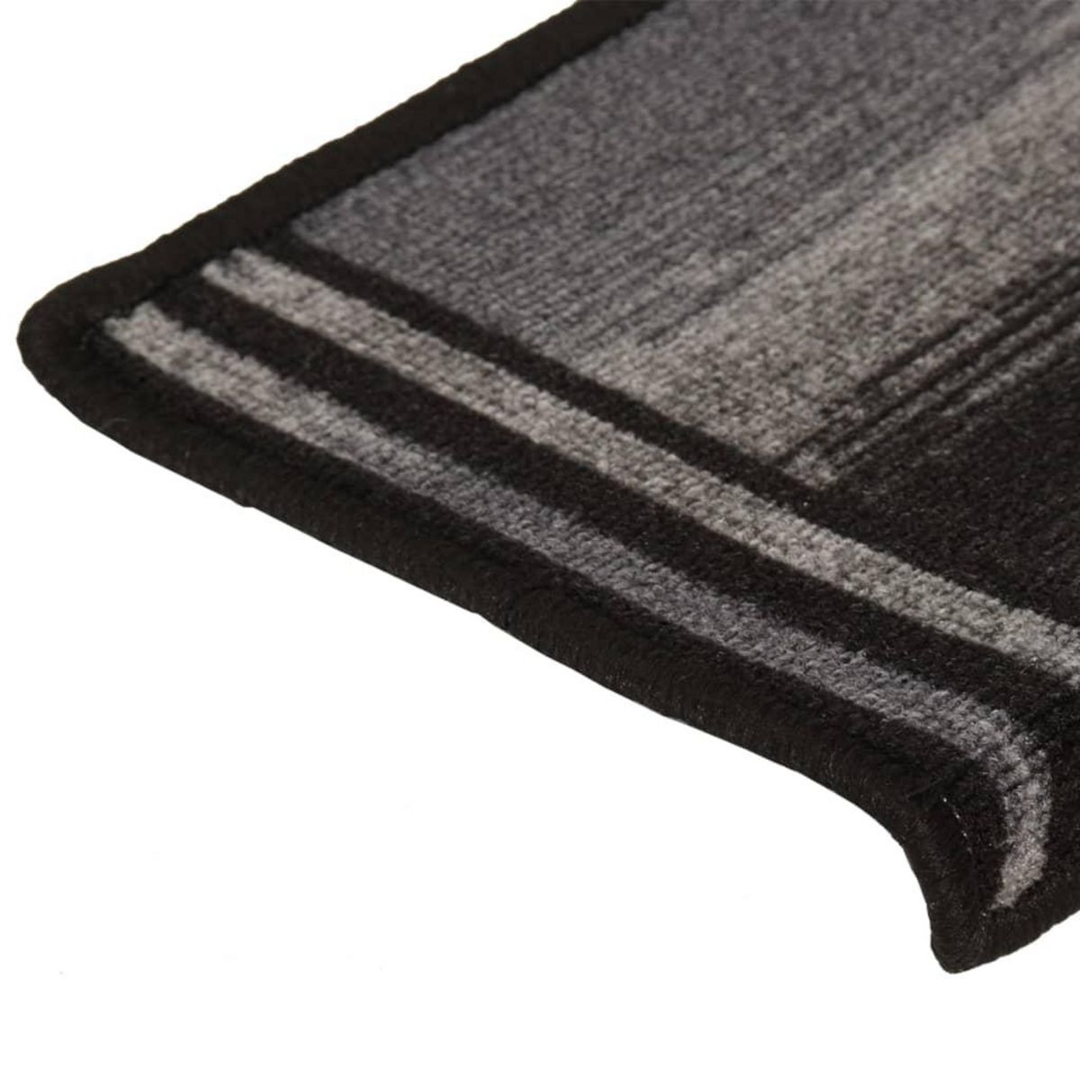 VIDAXL Tapis d'escalier autocollants 15 pcs 65x21x4 cm Noir et gris