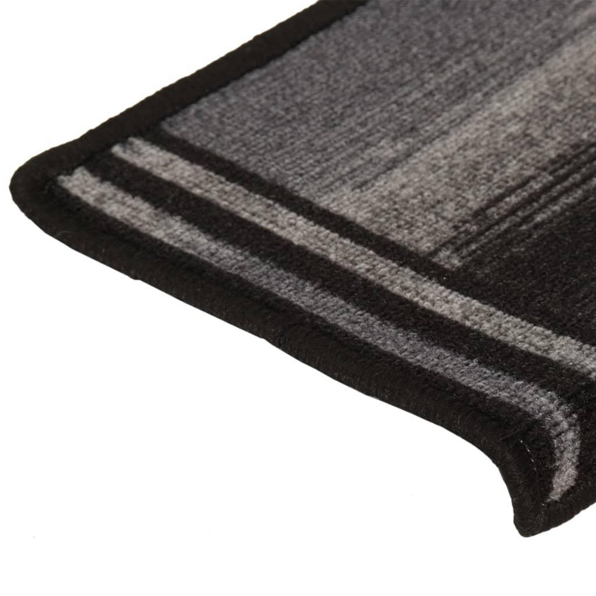 VIDAXL Tapis d'escalier autocollants 15 pcs 65x21x4 cm Noir et gris
