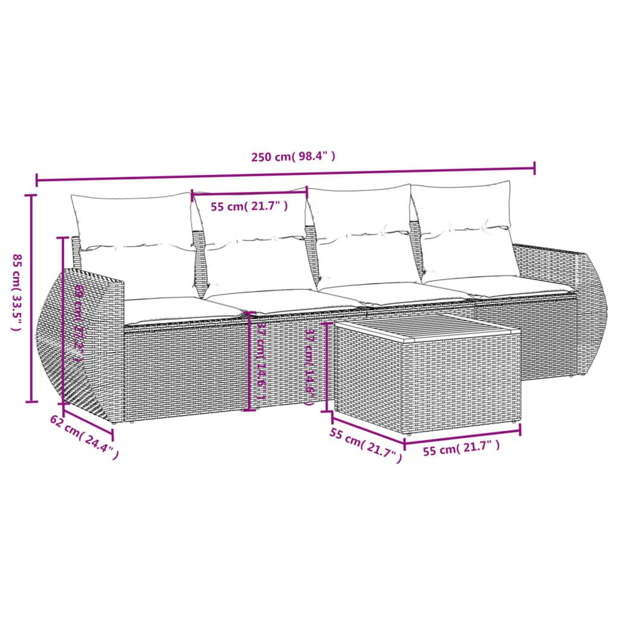 Voir la diapositive 4 : VIDAXL Salon de jardin 5 pcs avec coussins noir resine tressee