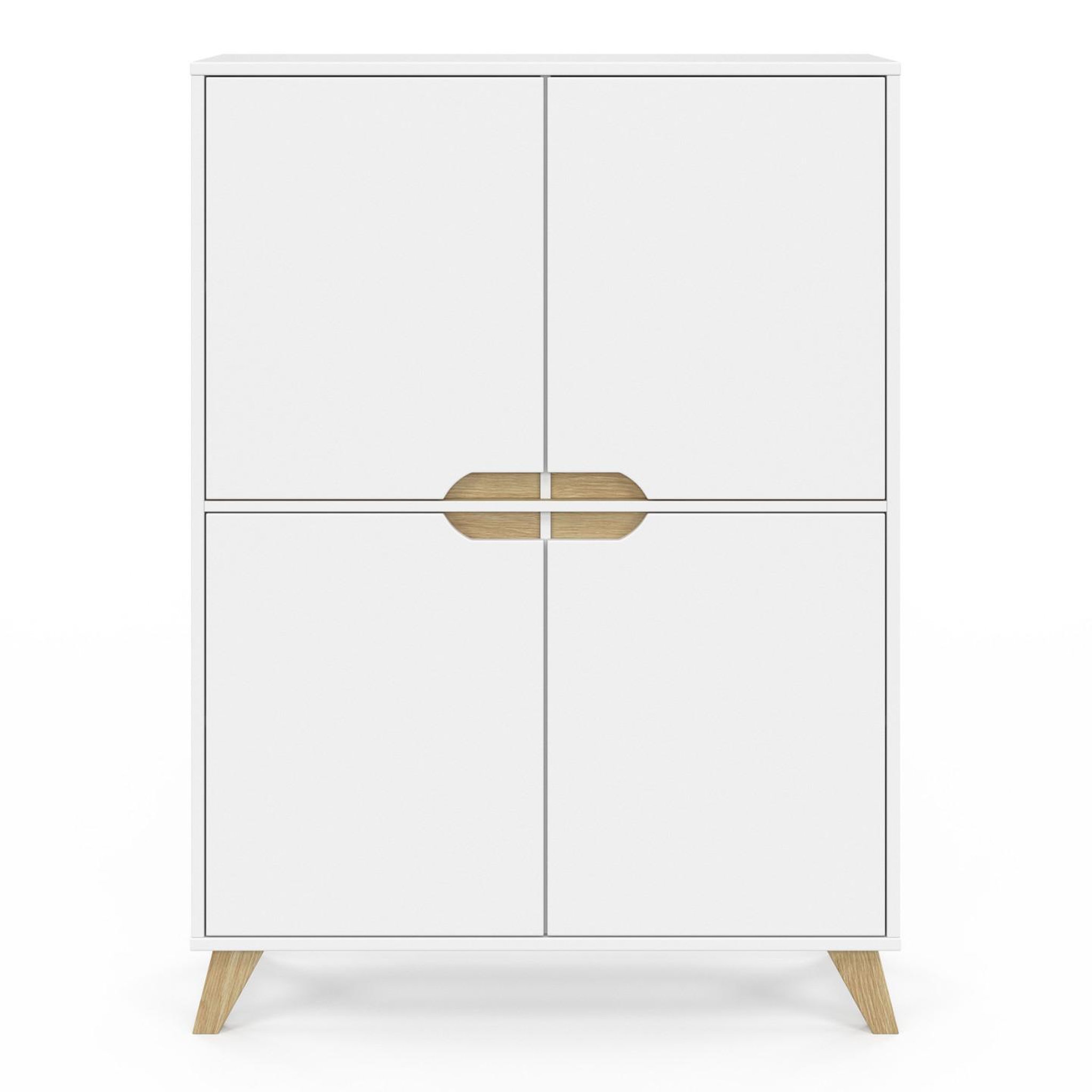 Voir la diapositive 3 : ID MARKET Meuble de rangement 4 portes helsinki scandinave blanc