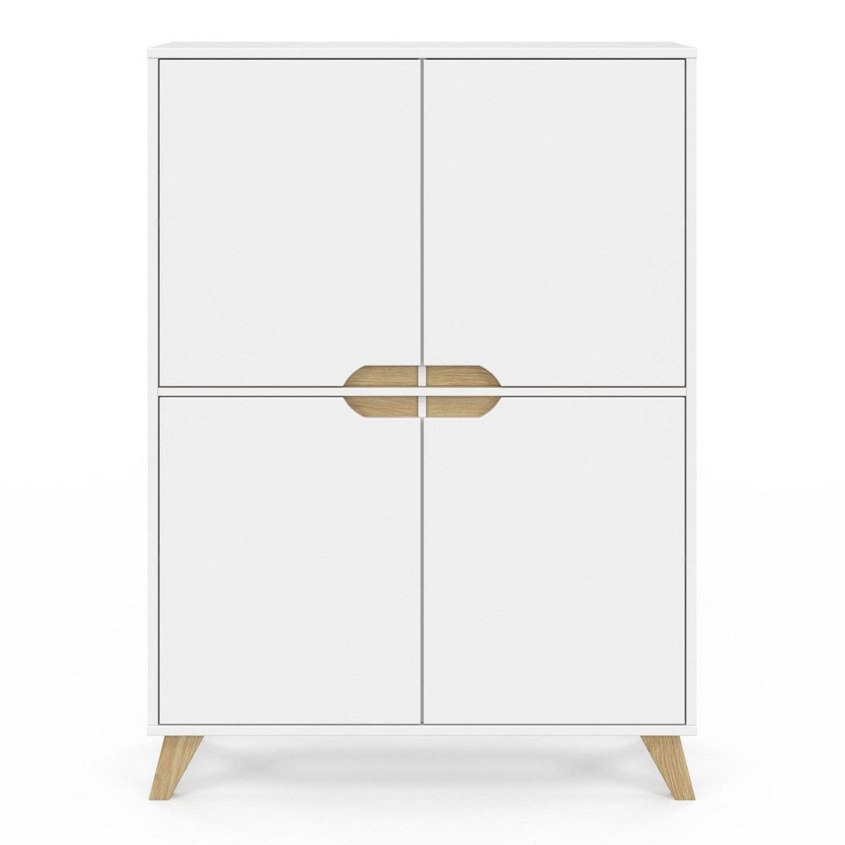 ID MARKET Meuble de rangement 4 portes HELSINKI scandinave blanc